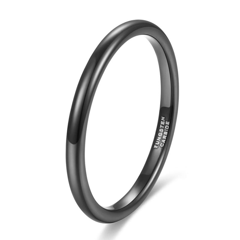 TRUMIUM 2mm Tungsten Rings for Women Men Thin Wedding Bands Engagement Promise Wedding Ring Beveled Edges Plain Domed Size 4.5 - Image 1